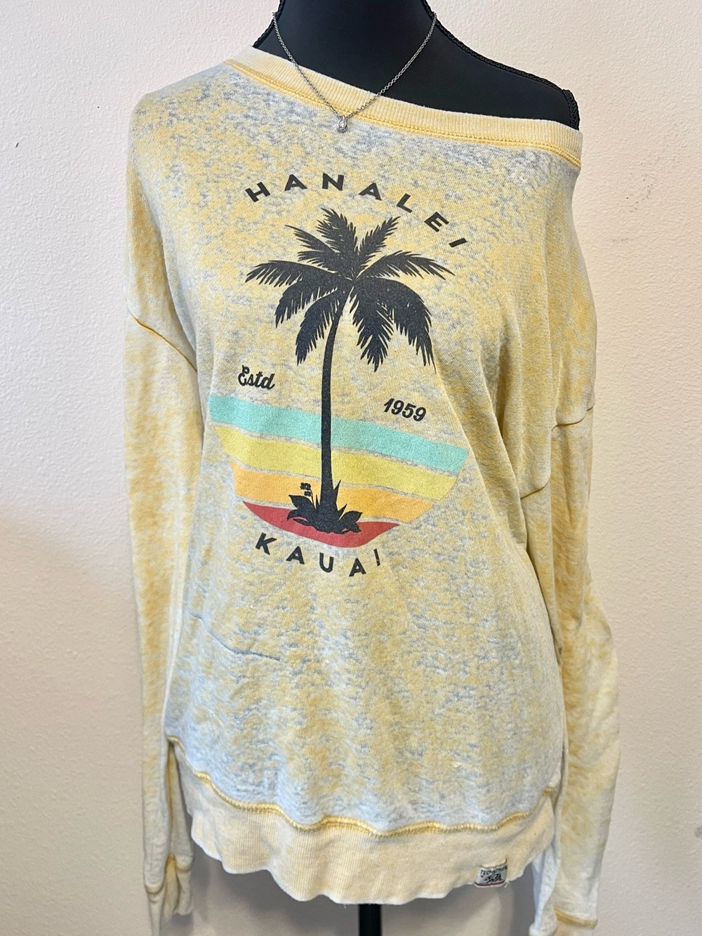 TechStyles Yellow Ribbed Knit Top - Soft Stripes